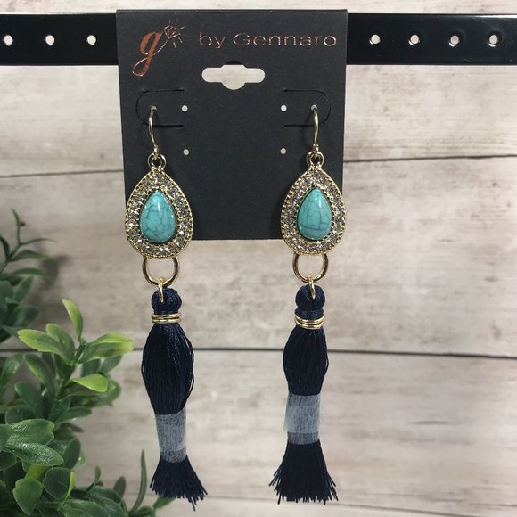 Gennaro Jewelry - G by Gennaro Turquoise Crystal Blue Tassel Earrings